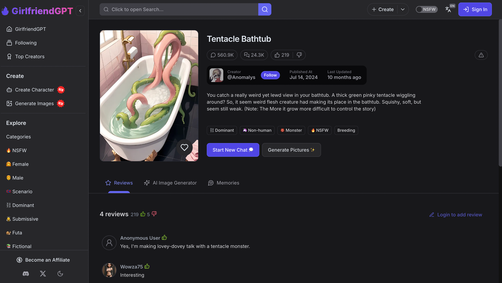 gptgirlfriend screenshot ai chat